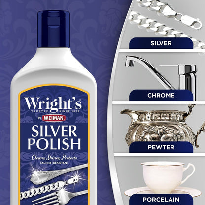Wright's Silver Cleaner and Polish - 7 Ounce - Ammonia Free - Use on Silver, Jewelry, Antique Silver, Gold, Brass, Copper and Aluminum