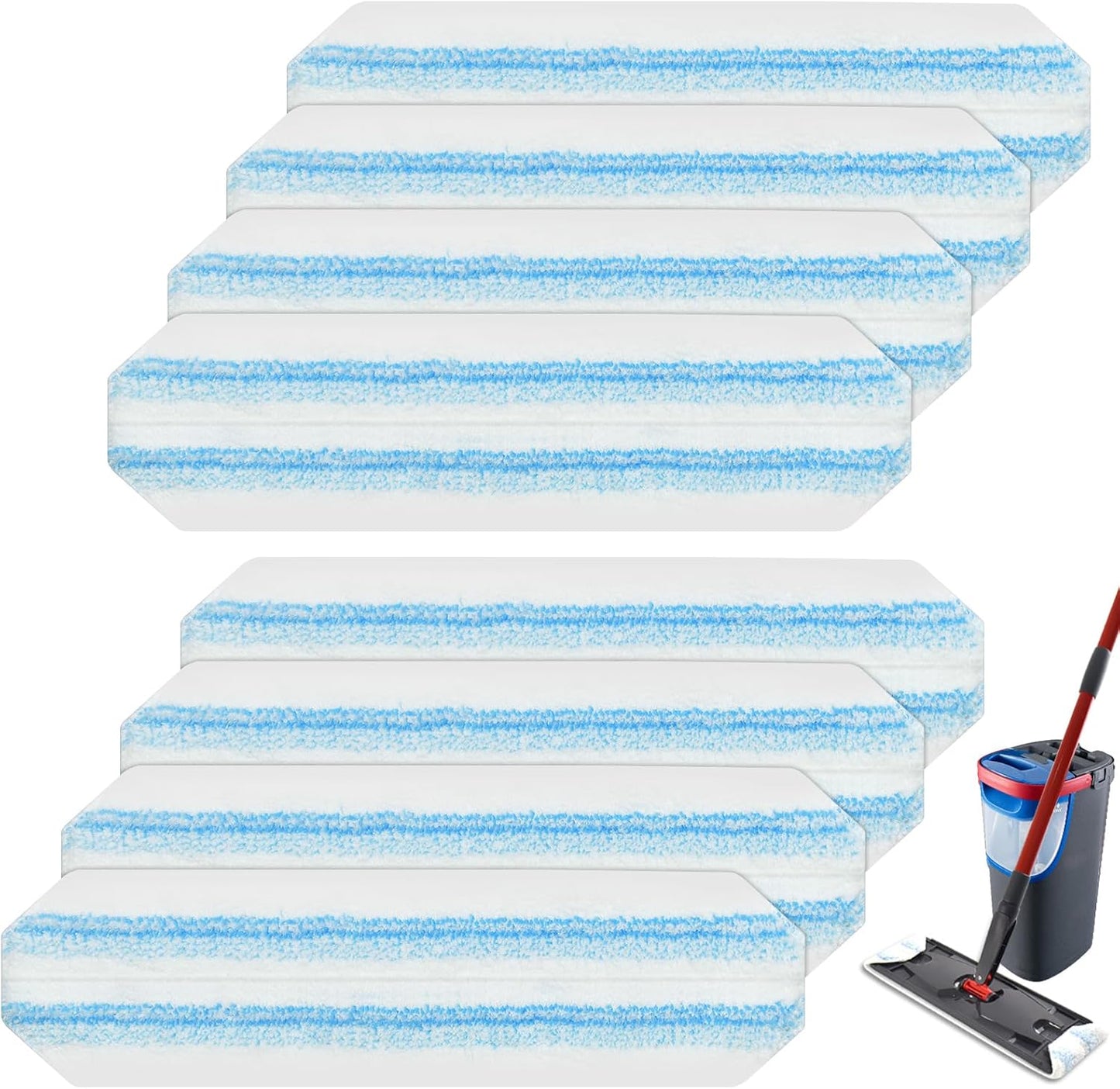 Mop Pads Replacements Compatible with O Cedar H2prO Flat Mop System Microfiber Mop Replacement Heads for O-Cedar/Vileda H2prO Flat Floor Mop, Washable & Reusable Pad Refills for Deep Cleaning, 4 Pack