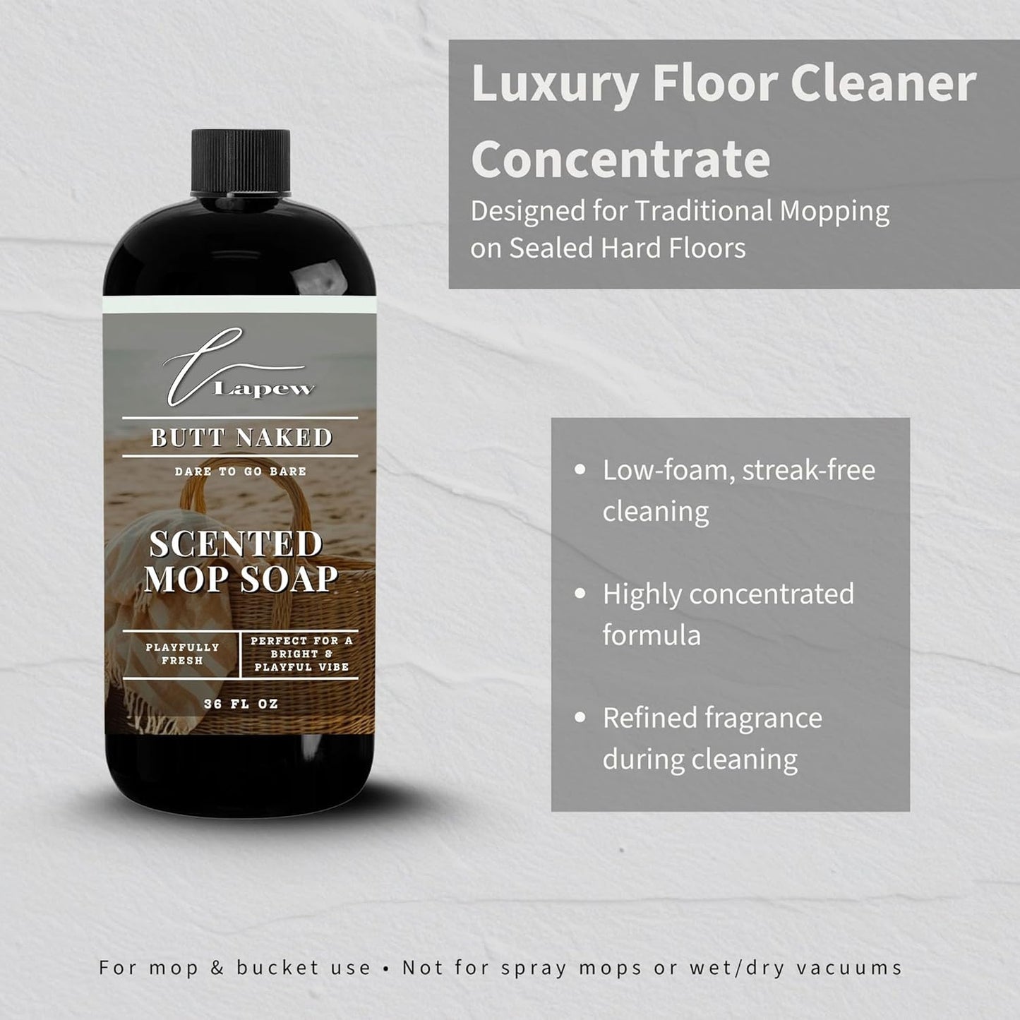 Lapew Baccarat Scented Mop Soap - Luxury Floor Cleaner Concentrate for Mopping Tile, Laminate, Vinyl & Hardwood | Streak-Free, Low-Foam | 36 oz - Colors C