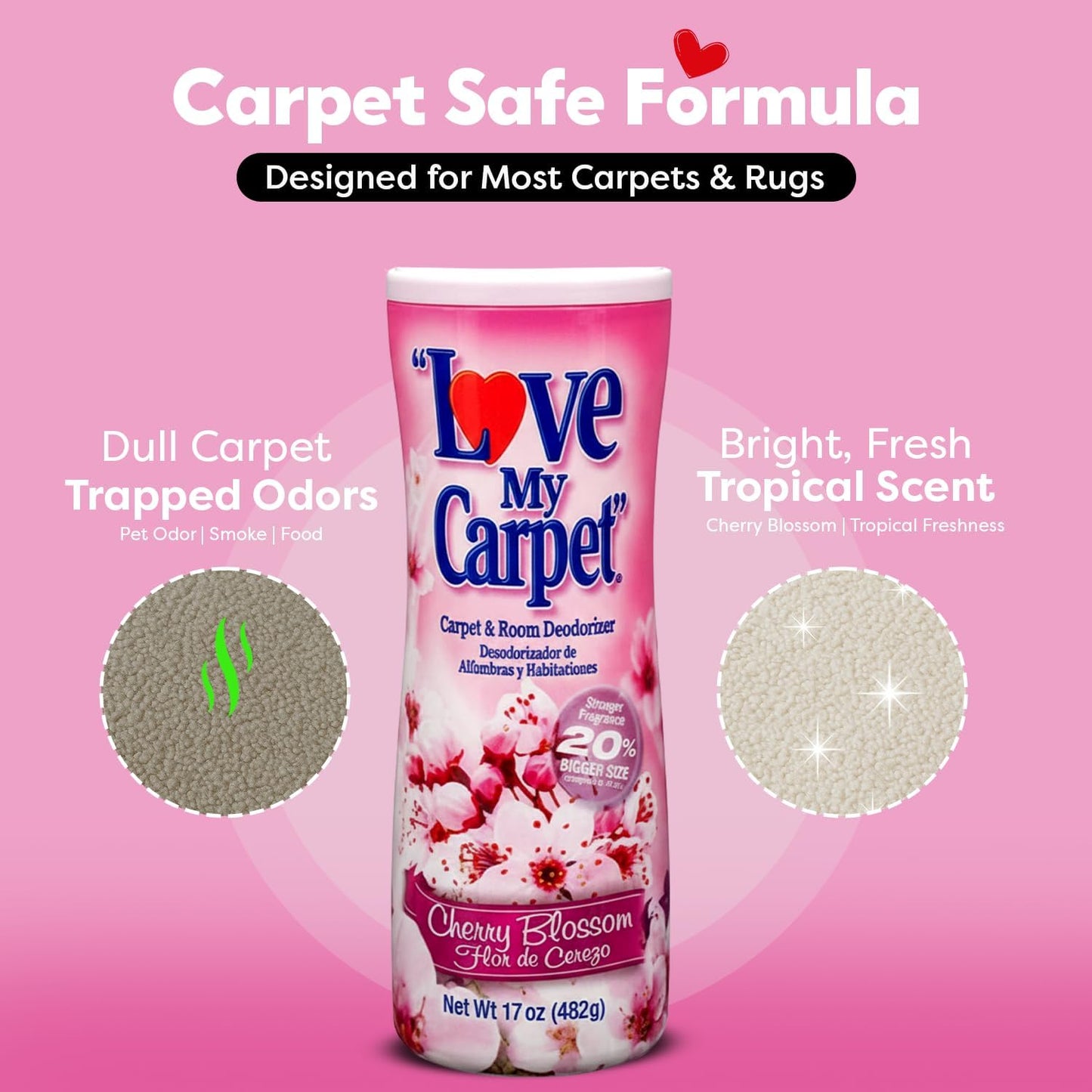 6 Love My Carpet | Carpet Deodorizer & Freshener Powder | 17 oz Pet Odor Eliminator for Strong Odor & Pet Urine | FRESH LINEN | Safe for Homes with Pets