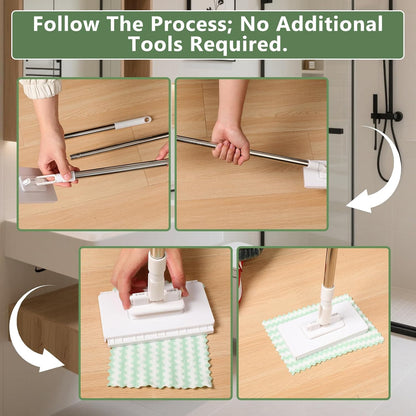 Mini Mop with 39in Handle ,Disposable Dust Mop with 10 Reusable Cloths,No-Touch Attach & Remove Cloth Instantly,Small Disposable Dust Mop Set for Multi Surface Cleaning