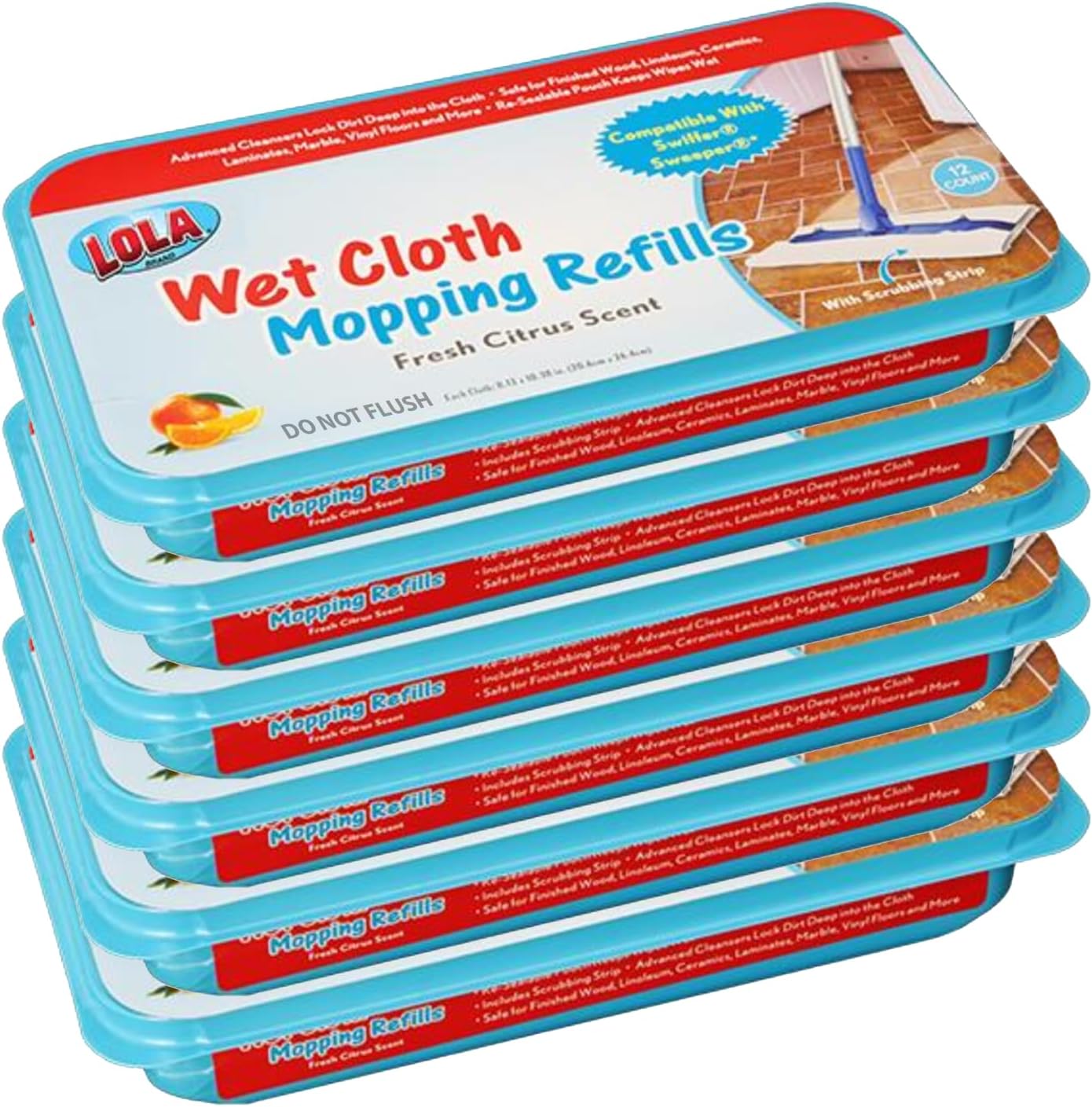 LOLA Dry Sweeping Cloth Refill Pads, 32 Pack, Unscented, Compatible with Swiffer Floor Mop, Comparable to Swiffer Refills, 11" x 8.13"