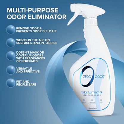 Zero Odor – Multi-Purpose Odor Eliminator - Air & Surface Odor – Patented Technology for Bathroom, Kitchen, Fabric, Closet- Smell Great Again, 16oz