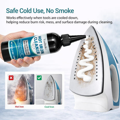 150g No Smoke Iron Cleaner, Cold Use Soleplate Cleaner Paste for Steam Irons, Removes Starch, Melted Fabric & Glue, Safe for Flat & Curling Irons, with Microfiber Cloth