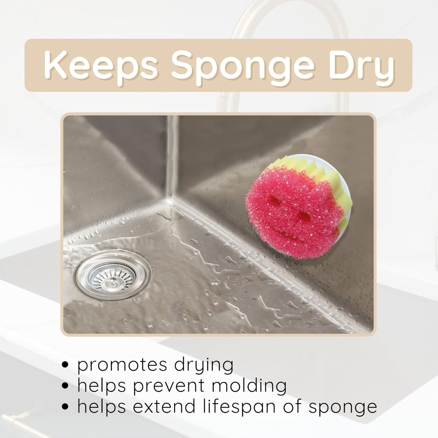 BeraTek Scrub Daddy Holder - Suction Cup Kitchen Sink Caddy - Keep Sponges Clean & Dry - Compatible with Sponge Daddy & Scrub Mommy - Mothers Day Gift for Mom - White, 1-Pack