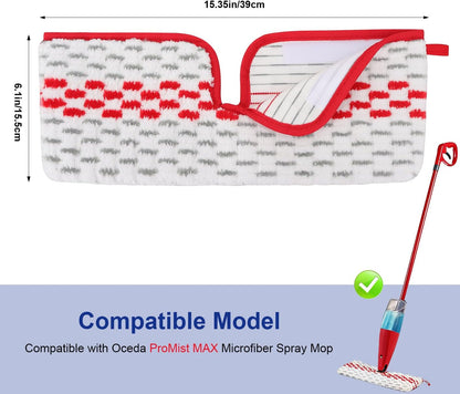 Spray Mop Pads Compatible with Oceda ProMist MAX Microfiber Spray Mop - Mop Replace Head for Dry/Wet Use - Reusable Washable Dust Mop Refills for Floor Cleaning,6 Pack