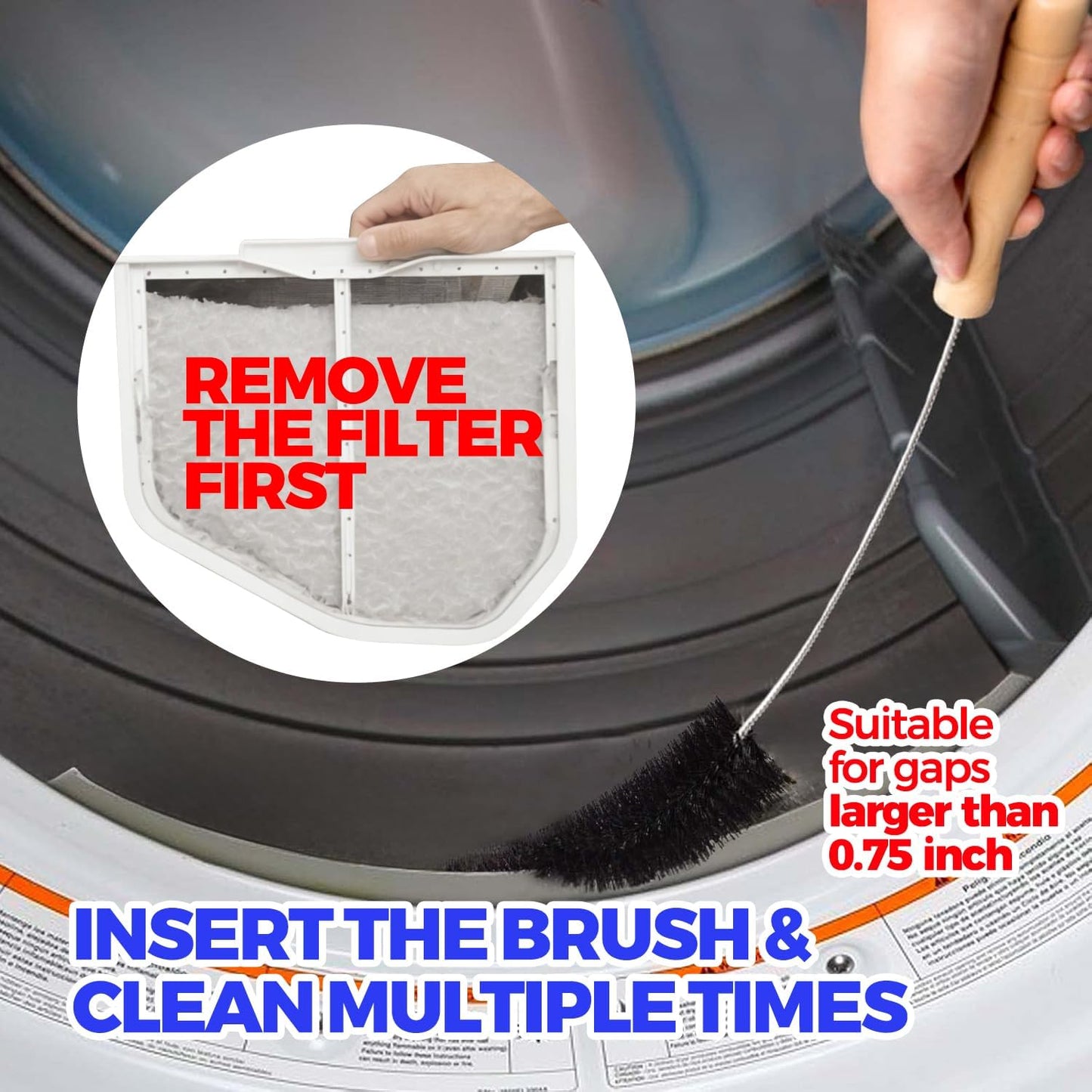 Holikme Dryer Vent Cleaner Kit 2 Pack - Household Cleaning Supplies,Long Flexible Refrigerator Coil Brush Radiator Brush,Dryer Lint Brush Home Essentials for Lint Trap Dust Vacuum Brush