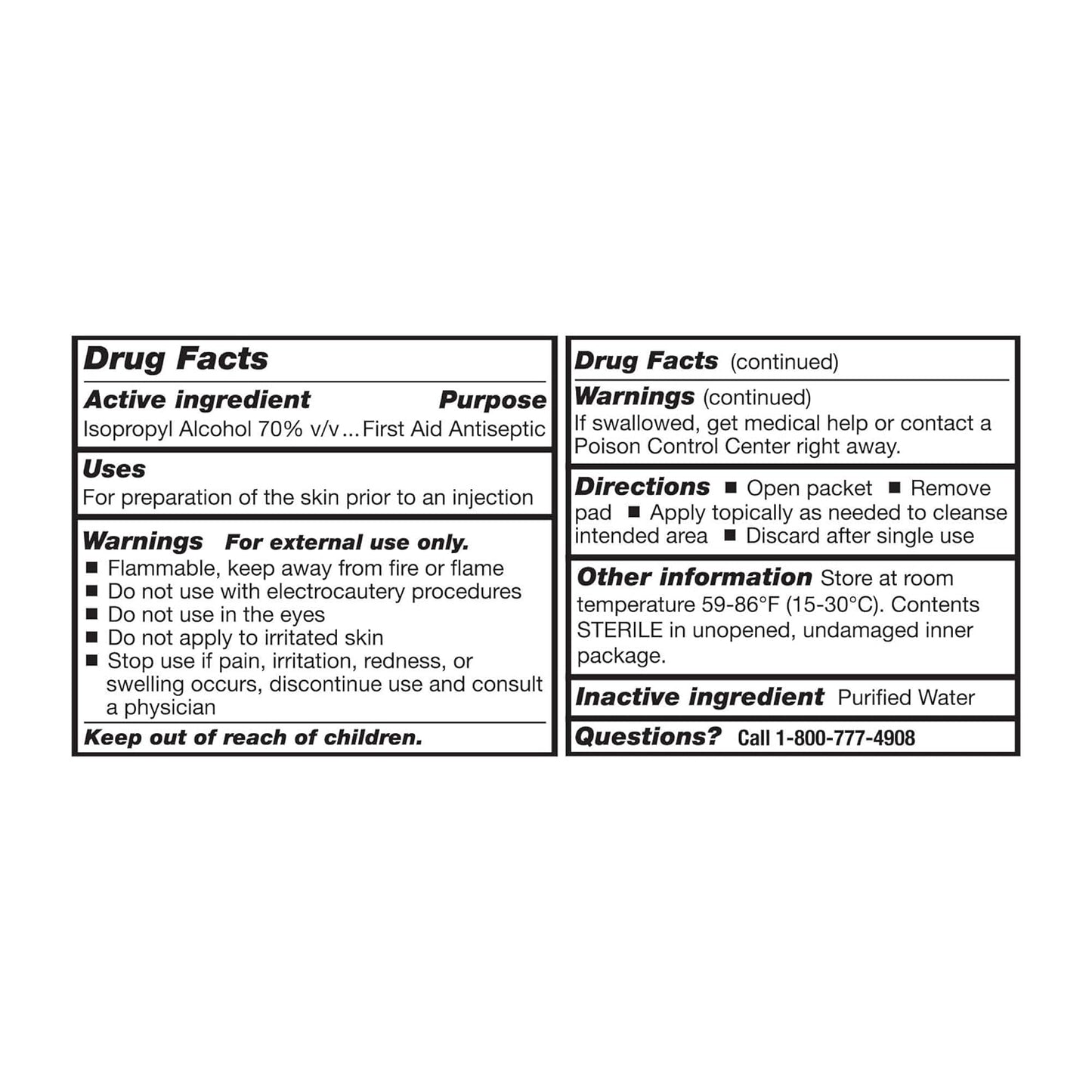McKesson Alcohol Prep Pads [Pack of 100] 70% Isopropyl, Individually Wrapped Wipes, Sterile, Medical-Grade, First Aid, Large