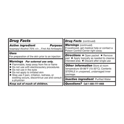 McKesson Alcohol Prep Pads [Pack of 100] 70% Isopropyl, Individually Wrapped Wipes, Sterile, Medical-Grade, First Aid, Large