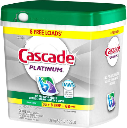 Cascade Platinum Power Boost Dishwasher Pods, Dishwasher Detergent, Dishwasher Soap, Dish Tabs, Dishwashing Tablets, Dish Detergent, Lemon, Actionpacs, 37 Count