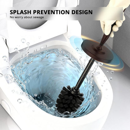 Premium 304 Stainless Steel Toilet Brush and Holder: Weighted Stable Base, Removable Inner Tube, Splash-Proof Design for 360° Thorough Cleaning & Space-Saving Storage,Nickel