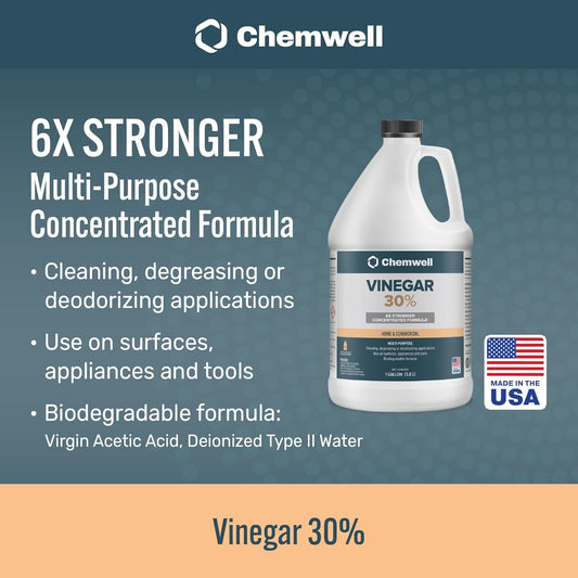 Chemwell 99% Vinegar (32 fl oz) - General Purpose All-Natural Multi-Surface Cleaner for Home, Patio & Commercial - High Performance, Powerful Concentrated Acetic Acid - Made in USA