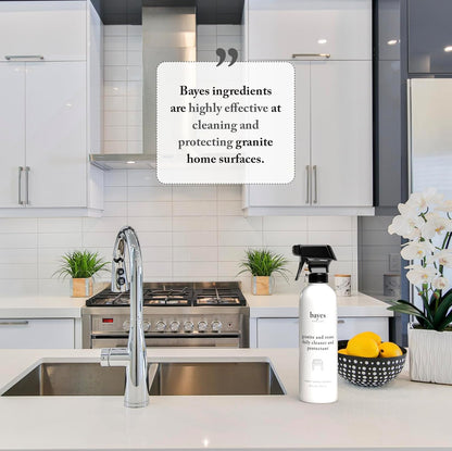 Bayes Granite and Stone Daily Cleaner and Protectant - Cleans, Shines, and Protects - For Granite, Quartz, Marble, Tile, Stone Surfaces - 16 oz