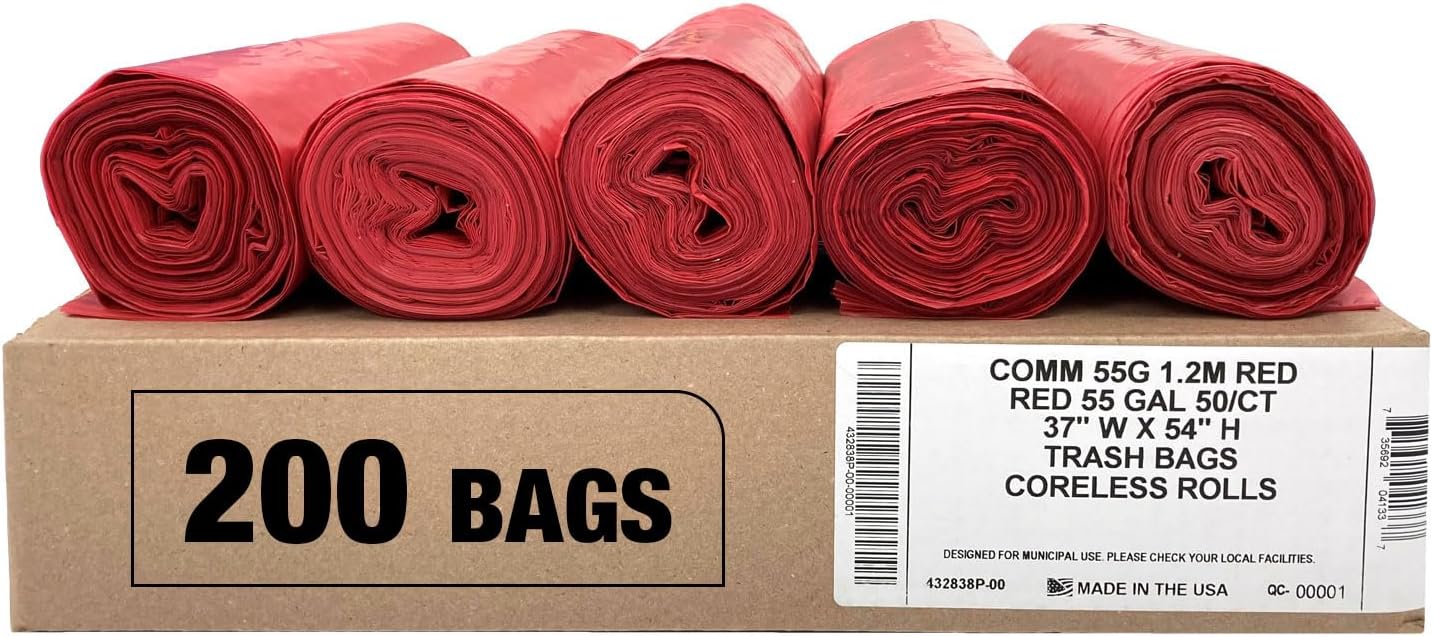 Ultrasac Heavy Duty 55 Gallon Clear Trash Bags - (Value 50 Pack) - 1.2 MIL equivalent Industrial Strength Plastic 37" x 54" for 50-55 Gal Cans -Fits Toter, Rubbermaid Brute, Carlislie Bronco etc.