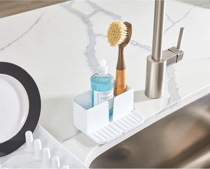 iDesign Recycled Plastic Double Suction Sink Caddy, White