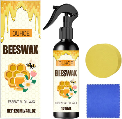 Beeswax Spray, Beeswax Wood Polish, Natural Bees wax Care Spray & Restorer, Natural Micro-Molecularized Bees wax Spra for Living Rooms,Kitchens,Wood Furniture Floors - 120ML (1)