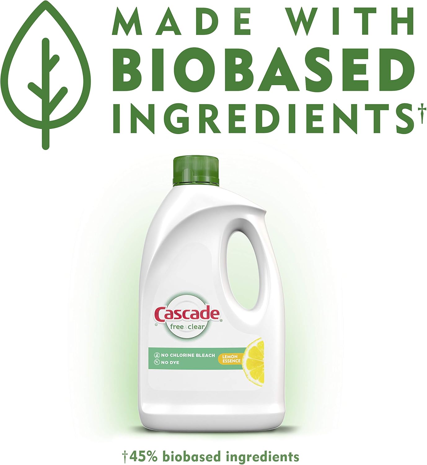 Cascade Free & Clear Gel Dishwasher Detergent Liquid Gel, Lemon Essence, 60 Fl Oz (Pack of 2)