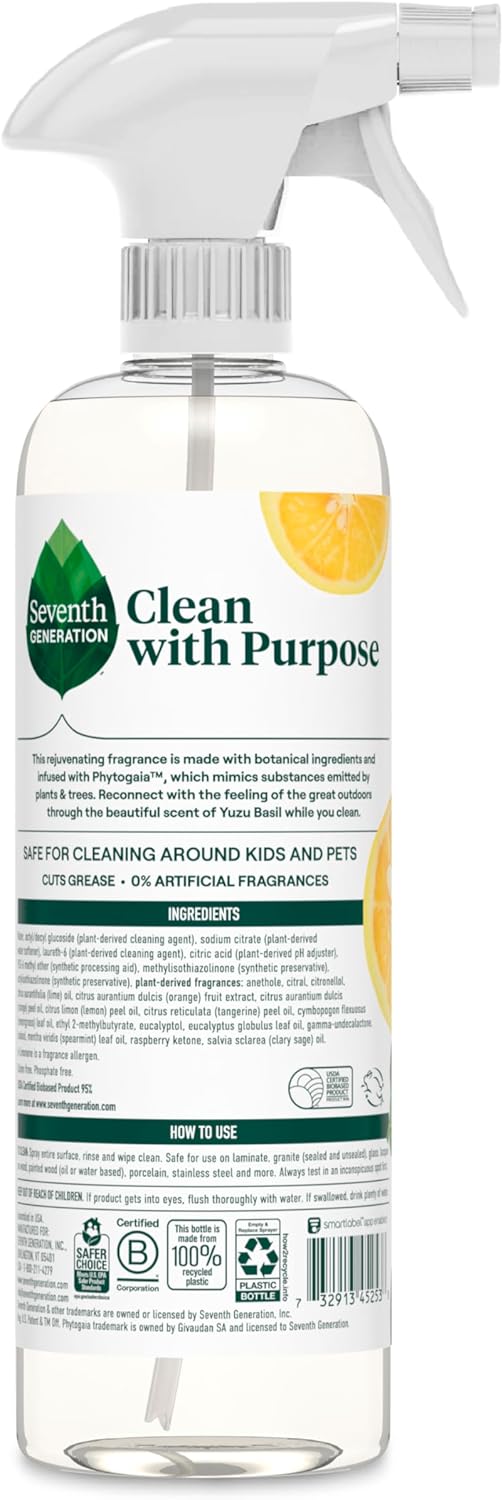 Seventh Generation All Purpose Cleaner, Free & Clear, Cuts Grease, 23 Fl Oz