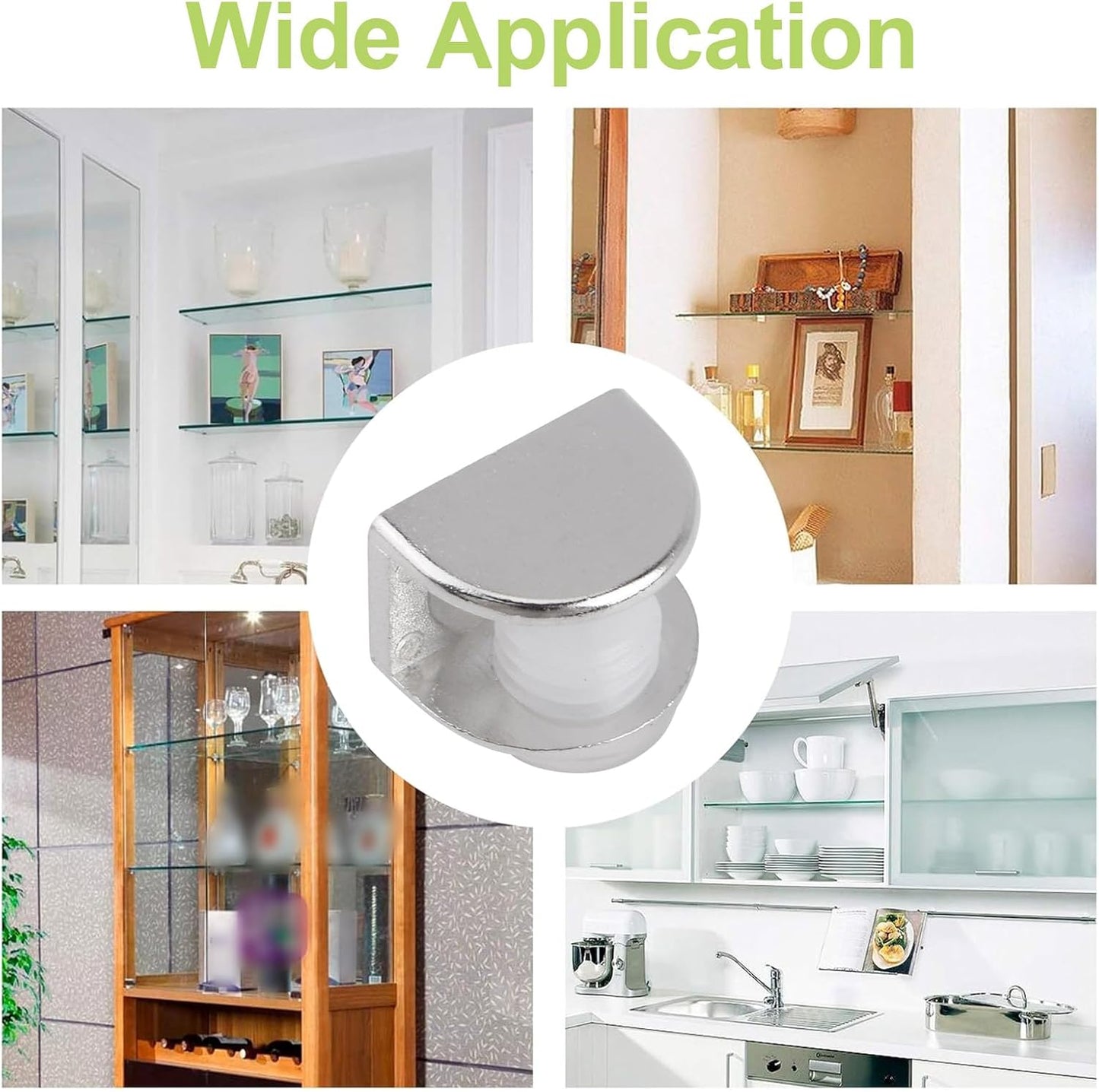 8Pcs Adjustable Half Round Glass Shelf Brackets 201 Stainless Steel Glass Clamp Clips Wall Mounted Brushed Shelf Holder Supports Mounting Brace for 3-8mm Thick Glasses
