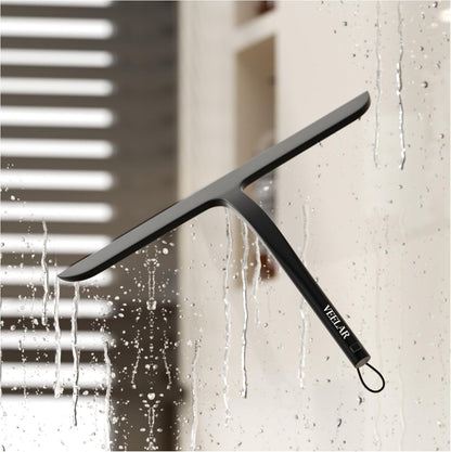 Shower Squeegee for Shower Glass, Bathroom Glass Cleaning Tool with Hook Mount, Squeegee for Glass Doors, Window Cleaning, Tile Shower Walls (White)