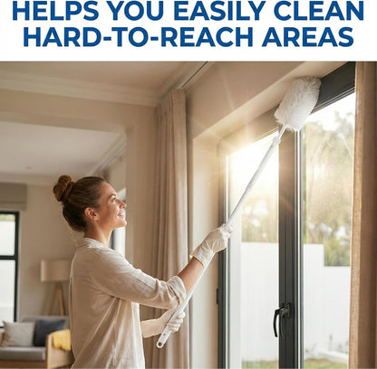 2 Pcs Replacement Handles Compatible with Swiffer Duster Extended Handle, 3 Ft Long Handle Duster Handle, Adjustable Telescopic Length for Home Cleaning