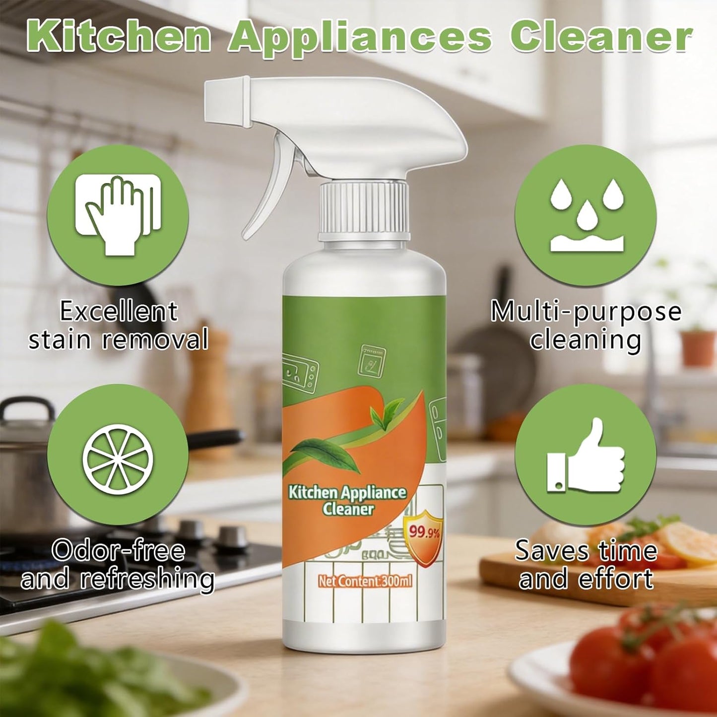 Charunee 2 PCS Natural Formula to Household Appliances, Multi-Purpose Stove Cleaner, Effective & Convenient Handheld Cleaner for Hood, Oven & Household Appliances