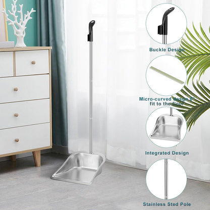 Yangbaga Long Handled Dust Pan and Broom Set for Home,Heavy Duty Metal Dustpans and Brooms,Upright Stand Up Design,54"Outdoor Broom and 38" Dustpan Combo for,Lobby Floor, Yard,Home Kitchen Office Use