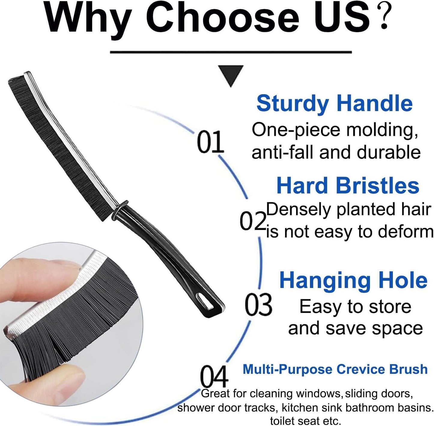 Gap Cleaning Brush Grout Cleaner Brush with Hard Handle Scrub Deep Tile Joints Stiff Angled Bristles for Showers, Bathtubs, Kitchens - Multi-Surface All-Around Household Cleaning Tool
