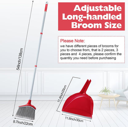 3 Pcs Broom and Dustpan Set 54 Inch Indoor Broom with Dust Pan Combo Set for Home Angle Broom and Dust Pan Kitchen Broom for Floor Cleaning