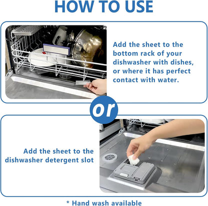 Binbata Eco Dishwasher Detergent Sheets Up To 160 Loads, Unscented Plastic Free Dishwashing Soap Strips With High Efficient Solid Enzyme, Leaving Dishes Sparkling Clean