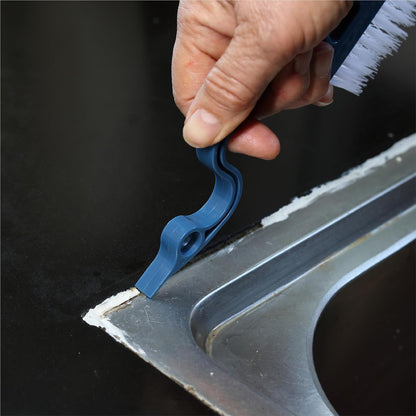 Slick- Window Track Cleaning Brush, 2 Pack, Blue Ergonomic Handle, Built-in Scraper, Multipurpose, Window Track Cleaning Tools