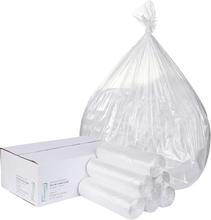 TYPLASTICS 40-45 Gallon Clear Trash Can Liners - 40" x 48" – High Density Garbage Bags - Case of 250 – Multipurpose for Office, Outdoor, Recycling, Industrial and Commercial