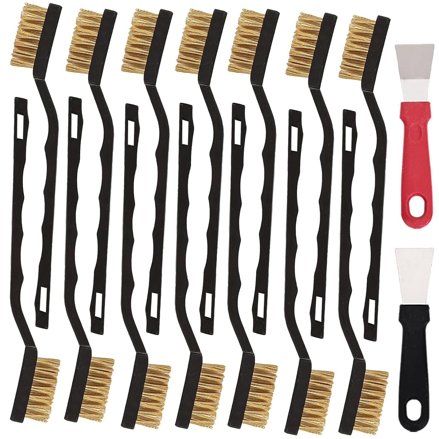 12 Pcs Mini Stainless Steel Wire Brush Set, Wire Scratch Brush with Curved Handle, Cleaning Weld Slag and Rust