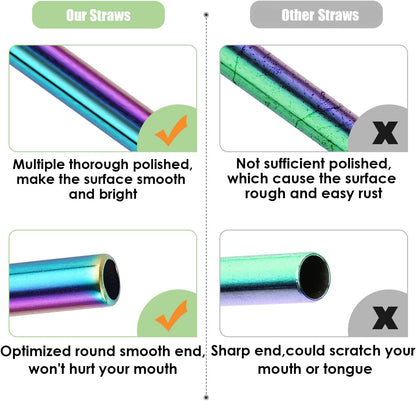 20 Pack Reusable Stainless Steel Metal Straws,10.5" & 8.5" Reusable Drinking Straws with 20 Silicone Tips 5 Straw Brushes 1 Travel Case,Eco Friendly Extra Long Metal Straw Fit for 20 24 30 oz Tumbler