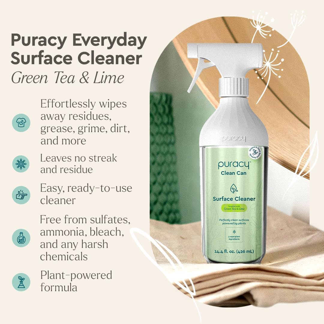Puracy All-Purpose Cleaning Wipes – Non Toxic All Purpose Cleaner for Grease & Grime, Appliance Wipes, Lemongrass Scent (10.8 oz, 1 Pack, 50 Count)