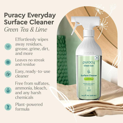 Puracy All-Purpose Cleaning Wipes – Non Toxic All Purpose Cleaner for Grease & Grime, Appliance Wipes, Lemongrass Scent (10.8 oz, 1 Pack, 50 Count)