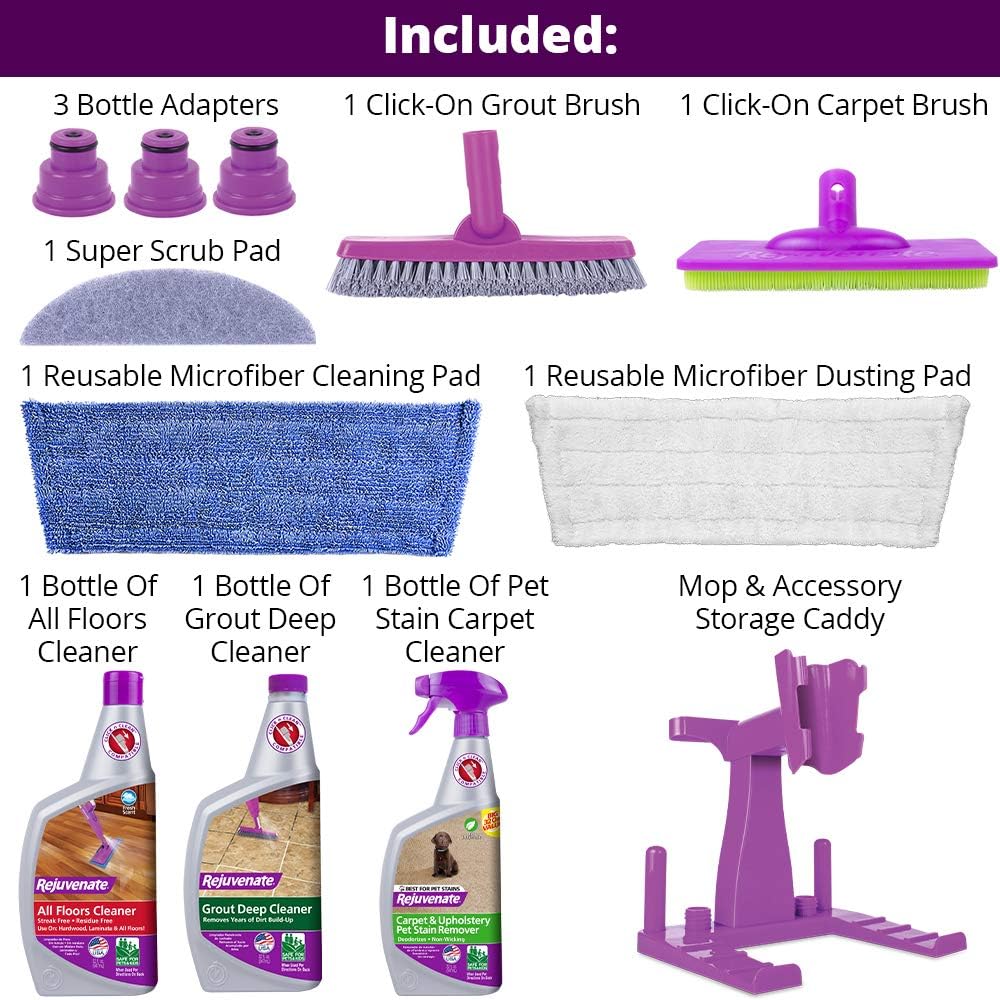 Rejuvenate Click N Clean Multi-Surface Spray Mop All-In-One Kit Cleans And Revitalizes Floors