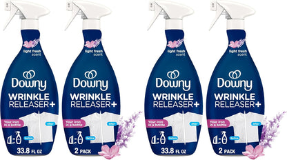 Downy Wrinkle Releaser Spray, All In One Wrinkle Release Spray, Odor Eliminator, Static Remover, Fabric Refresher & Ironing Aid for Clothes, 33.8 Fl Oz (Pack of 2), Unstopables Fresh Scent
