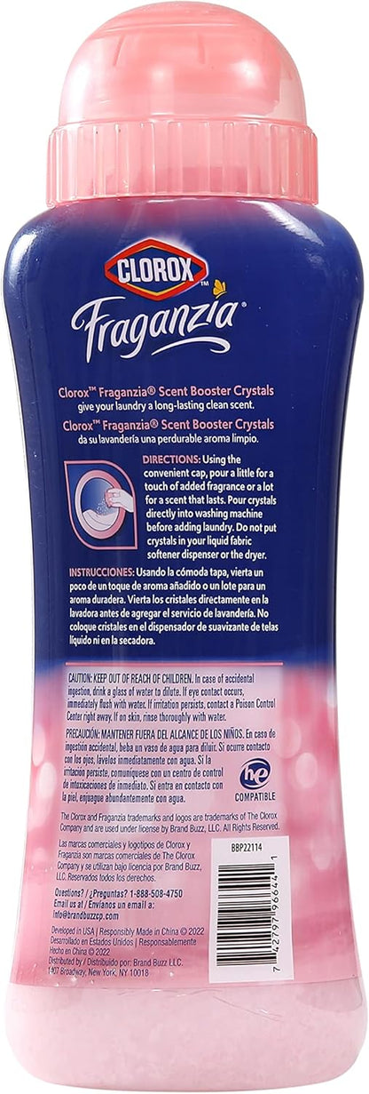 Clorox Fraganzia Laundry Scent Booster Crystals, In-Wash Fragrance Beads for Fresh-Smelling Clothes & Linens, Safe for All Fabrics & Colors, Easy-Pour Bottle, Vanilla Scent, 18 Oz, 2 Pack