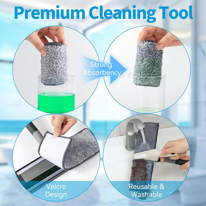 Window Cleaner for Home 68" Long Squeegee for Window Cleaning 2-in-1 Window Cleaning Squeegee Kit with Bendable Head Indoor Outdoor Window Washing Tool for Car Sliding Shower Glass Door