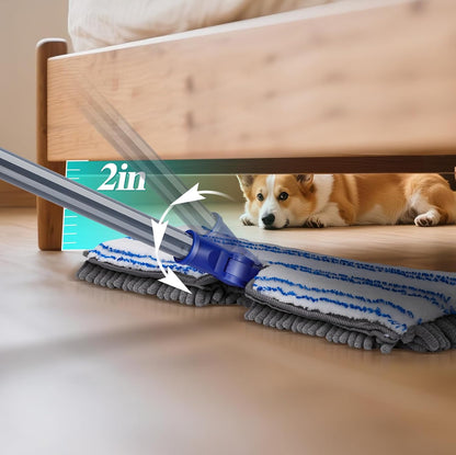 MASTERTOP Microfibre Flat Mop, Extended Wet Dry Large Floor Mop with 5 Reusable Pads & Telescopic Handle, Dust Mops for Laminate Wooden Hard Floor Vinyl Tile Floors Cleaning - Send 1 Cleaning Scraper