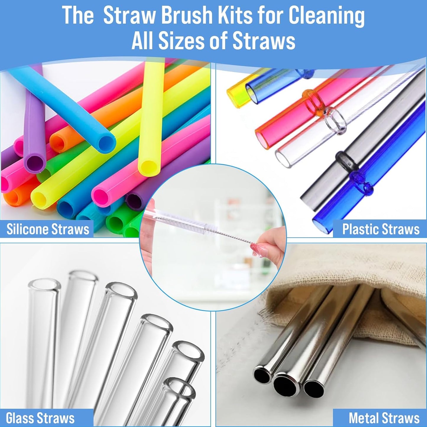 XANGNIER 5 in 1 Bottle Cleaning Brush Set,Multifunctional Water Bottle Brush and Straw Cleaner Brush,Cleaning Tool Kit for Owala/Stanley/Yeti/Simple Modern Tumbler Cup Accessories,Kitchen Gadgets