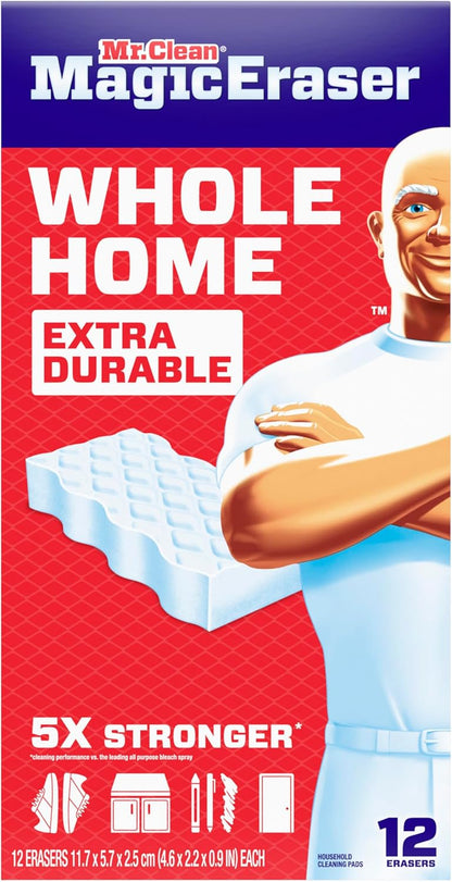 Mr. Clean Magic Eraser Sponge, All Purpose Cleaner, Cleaning Scrubber, Wall, Sneaker, Kitchen, Bathroom, Shower Cleaner, Cleaning Supplies, Melamine Sponge, Cleaning Pads, Extra Durable, 10ct