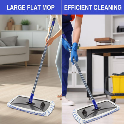 MASTERTOP Microfiber Mop - Flat Floor Mops Wet Dry Dust Mop with 4 Washable Pads & 52.4'' Stainless Steel Handle for Hardwood Laminate Tile Floor Cleaning