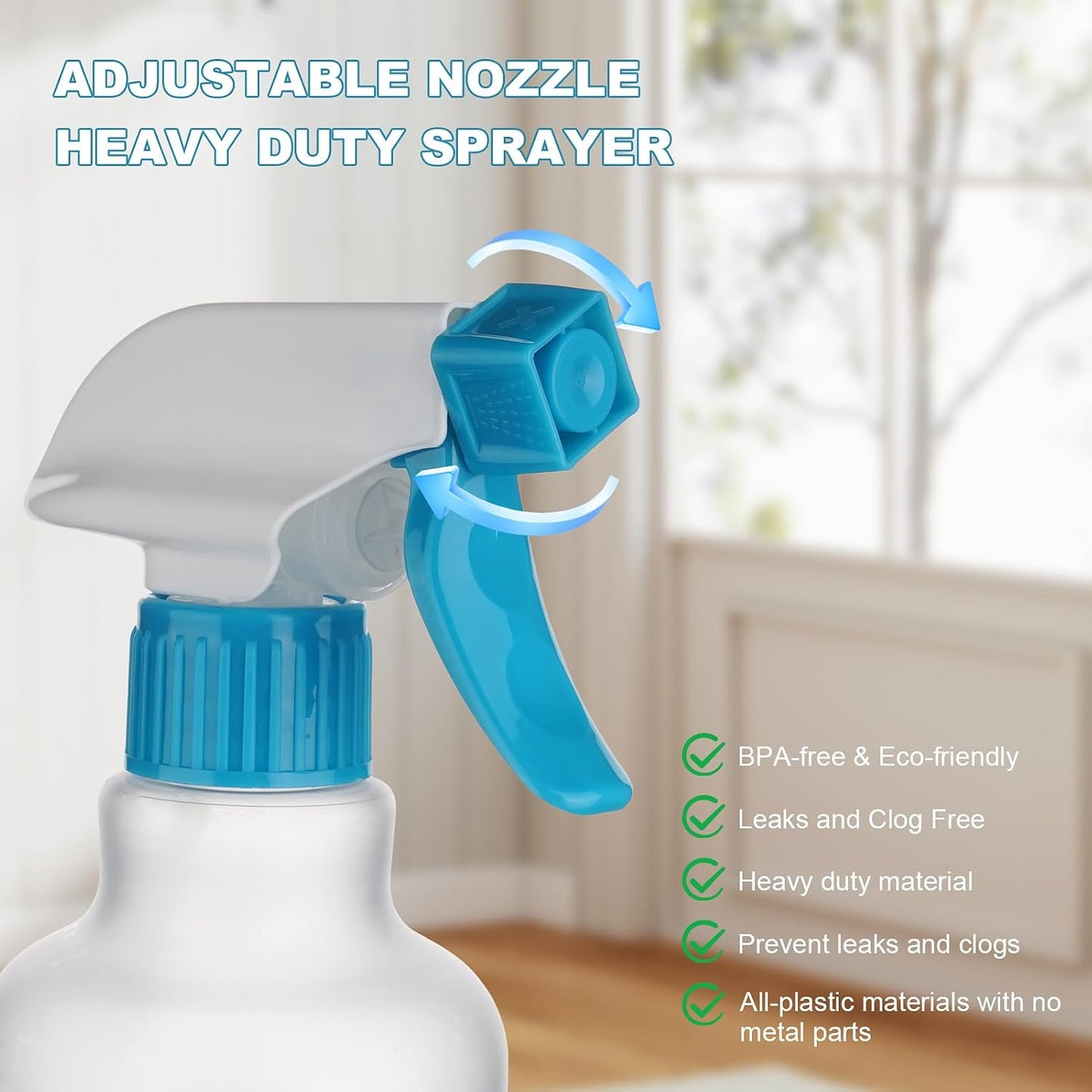 Plastic Spray Bottles Empty Spray Bottle 16.9oz/500ml 2 Pack Heavy Duty Spraying Bottles Mist/Stream Water Bottle for Cleaning Solutions, Essential Oils, Hair (Clear)