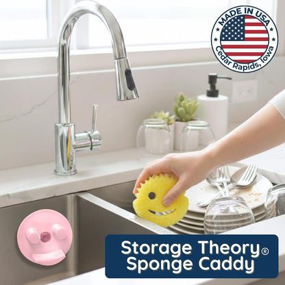 BeraTek Scrub Daddy Holder - Suction Cup Kitchen Sink Caddy - Keep Sponges Clean & Dry - Compatible with Sponge Daddy & Scrub Mommy - Mothers Day Gift for Mom - White, 1-Pack