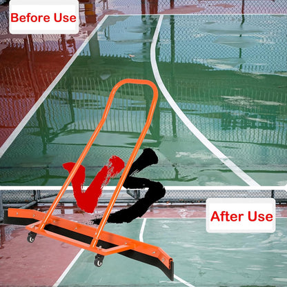 4.5FT Sport Tennis Court Squeegee Floor Squeegee Heavy Duty Commercial Squeegee for Floors with 2PCs EVA Foam Blade- Stainless Steel Silver
