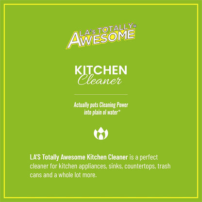 La's Totally Awesome Daily Kitchen Cleaner Spray, For Sink, Cooktop, Oven and more, Plant-Derived Formula, 32 Fl Oz (Pack of 4)