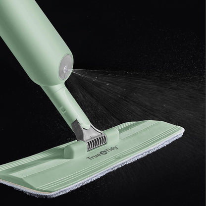 True & Tidy Spray Mop for Floor Cleaning Wet Spray Mop with 12 oz Refillable Bottle and 4 Washable Microfiber Pads Home or Commercial Use Dry Wet Flat Mop for Hardwood Laminate Wood Ceramic (Gray)