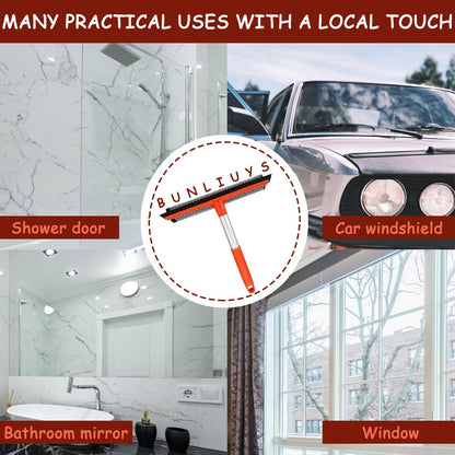 Window Squeegee for Window Cleaning, Squeegee Window Cleaner Tool 2 in 1 Car Window Cleaning Tool with Extension Pole 58‘’ Telescopic Window Washing Equipment, Shower Squeegee for Shower Glass Door